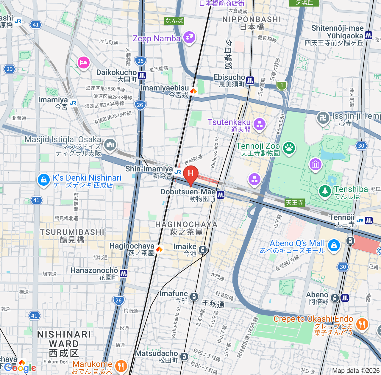 3U 难波南 - DOYANEN 酒店评价合集 - 大阪地理位置优越的酒店推荐 map