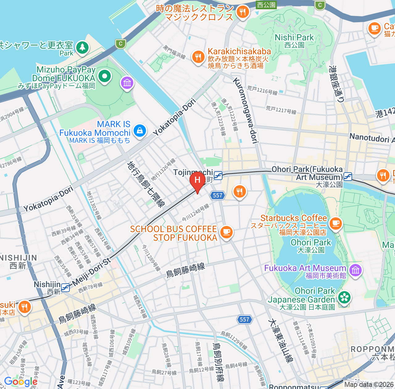รวมรีวิวโรงแรมเฮย์วะได โฮเต็ล 5 - แนะนำโรงแรมทำเลดีในฟุกุโอกะ map