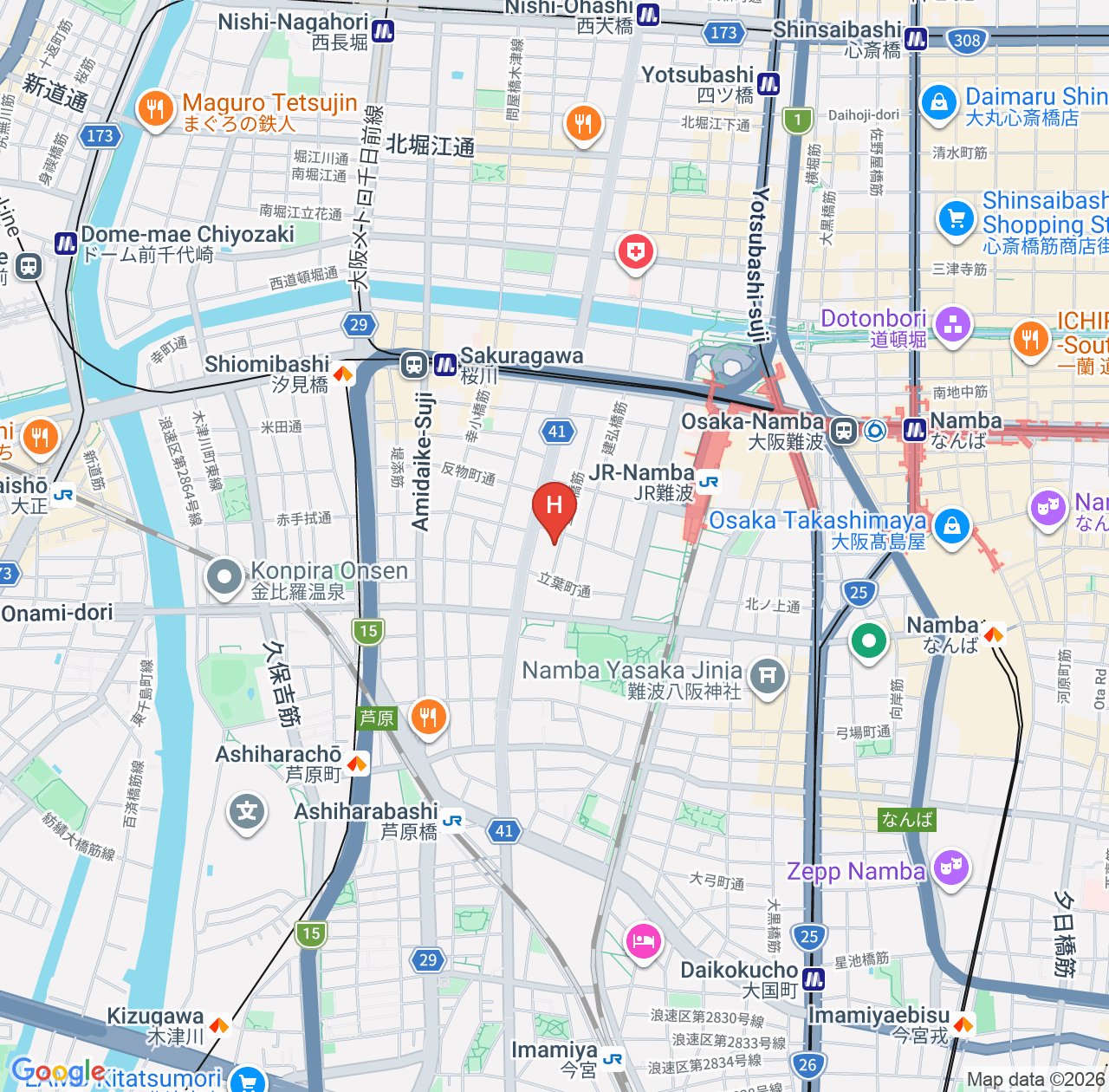 Lucky NAMBA OsakaNAMBA Reviews - Recommended Hotel with a Great Location in Osaka map