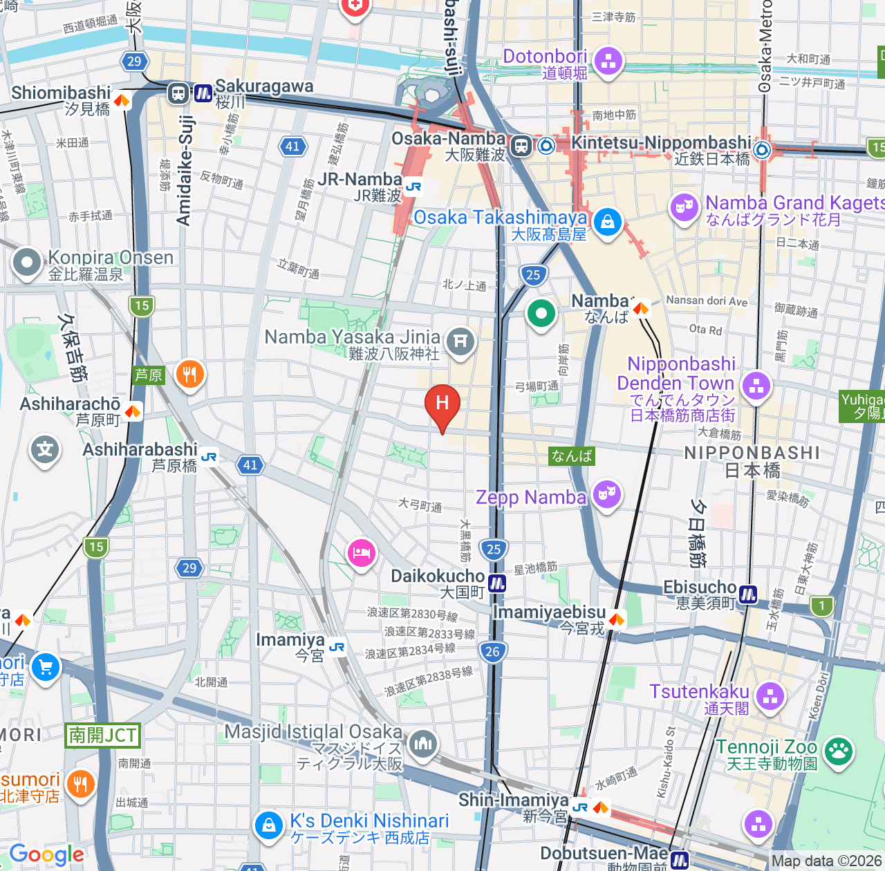 รวมรีวิวโรงแรมพลัม (Plum Hotel) - แนะนำโรงแรมทำเลดีในโอซาก้า map