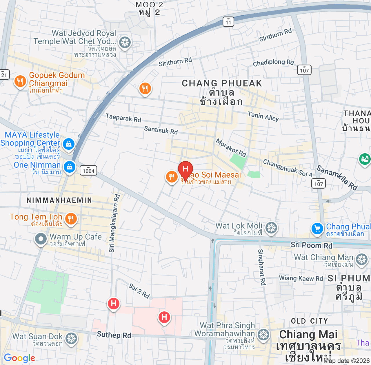 B2绿色精品经济型酒店评价汇总 - 清迈位置优越的酒店推荐 map