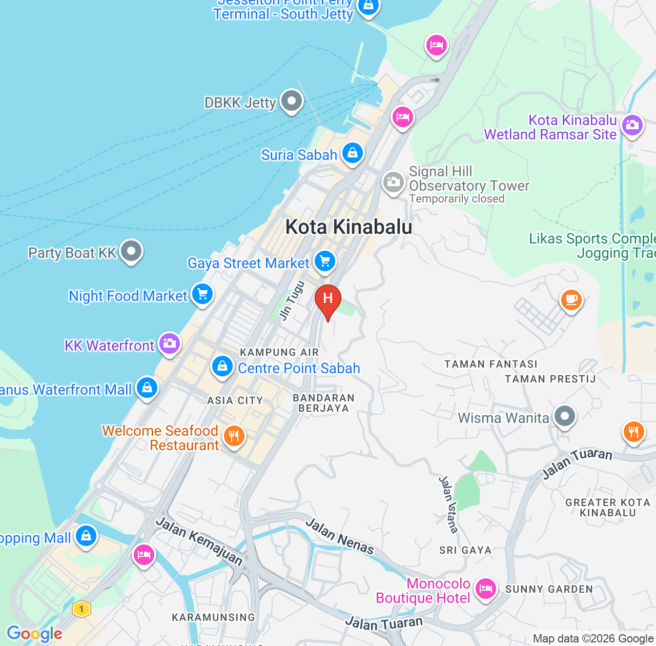 亚庇梦幻酒店真实评价汇总 - 亚庇优越地理位置酒店推荐 map