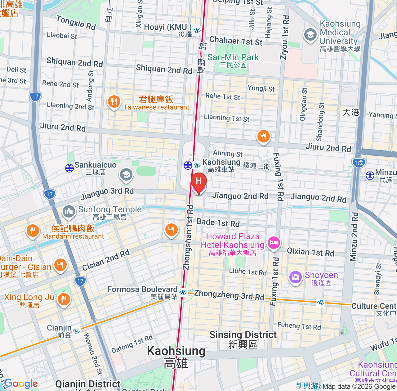 康桥商旅 高雄车站前馆评价精选 - 高雄绝佳位置酒店推荐 map
