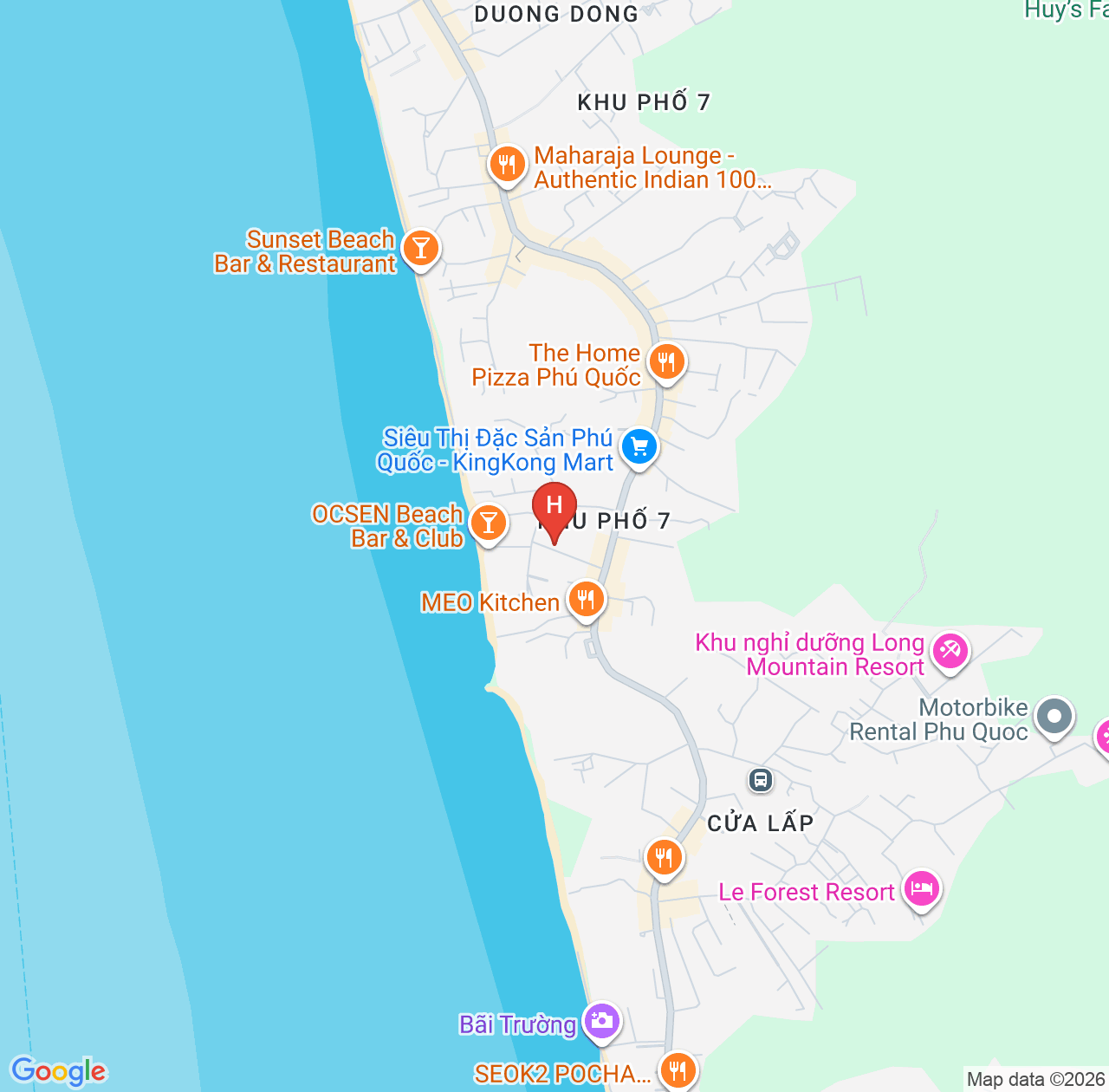 夜海酒店评价汇总 - 富国岛金刚超市附近、出行便利的高性价比住宿体验 map