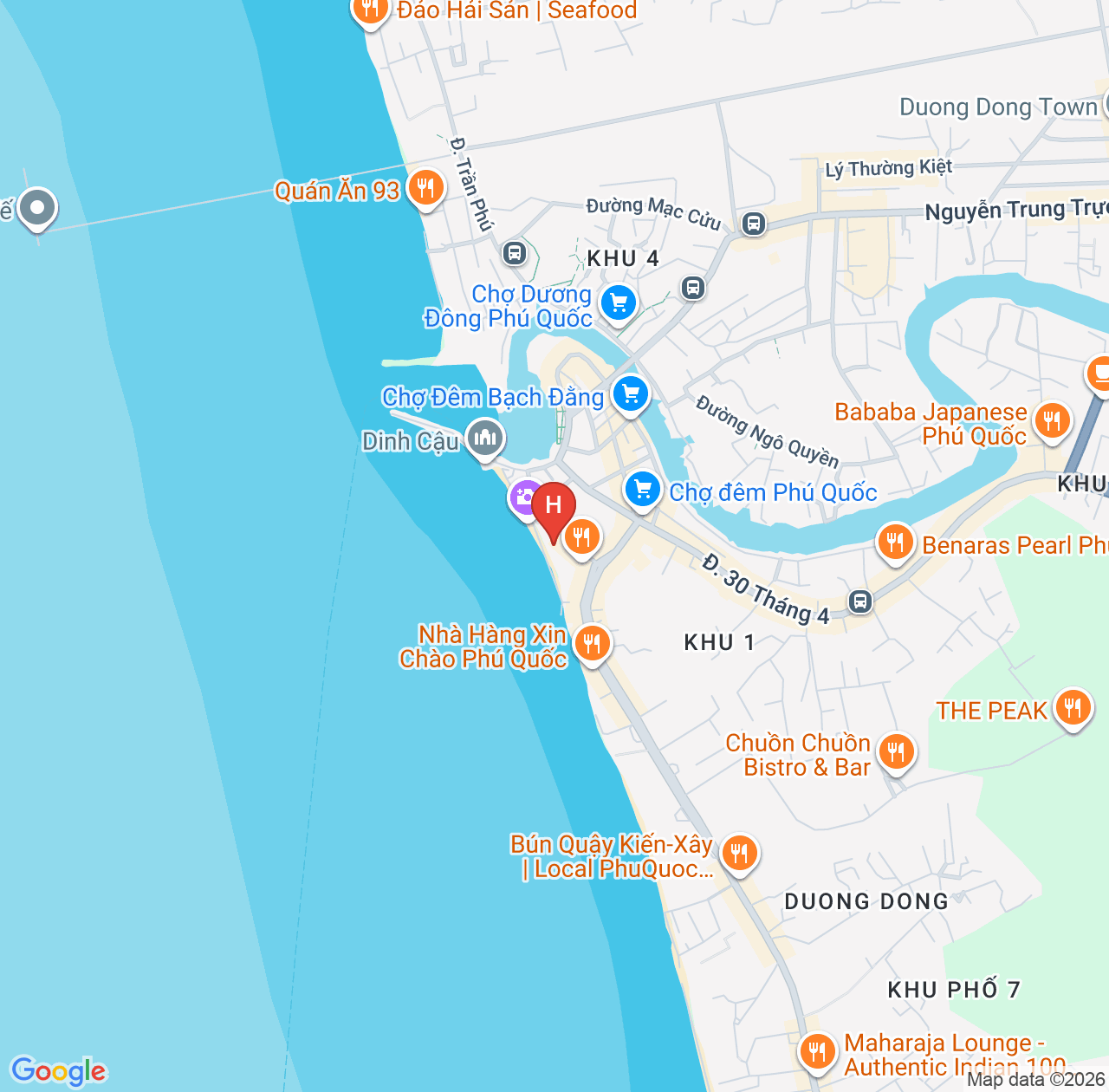 Seashells Phu Quoc Hotel & Spa Review Summary - Duong Dong Night Market Accessibility and Ocean View Pros & Cons Analysis map