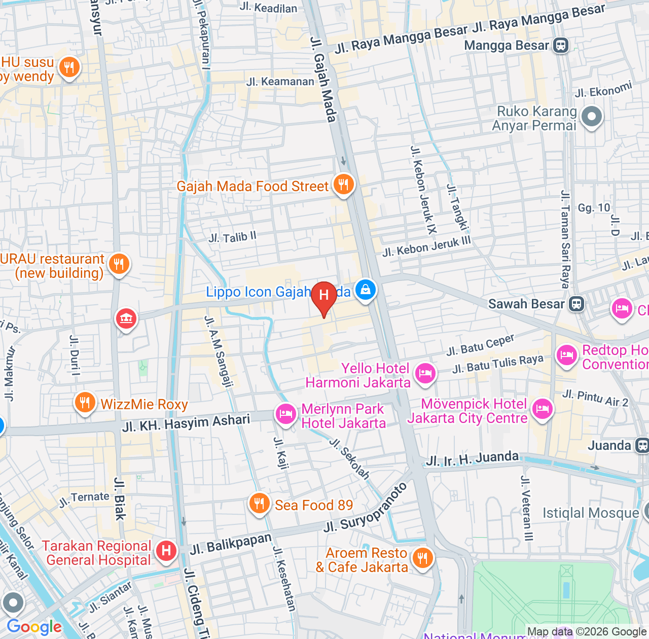 Verse Lite Hotel Gajah Mada Review Compilation - Stay Reviews and Tips for Gajah Mada Street in Central Jakarta map