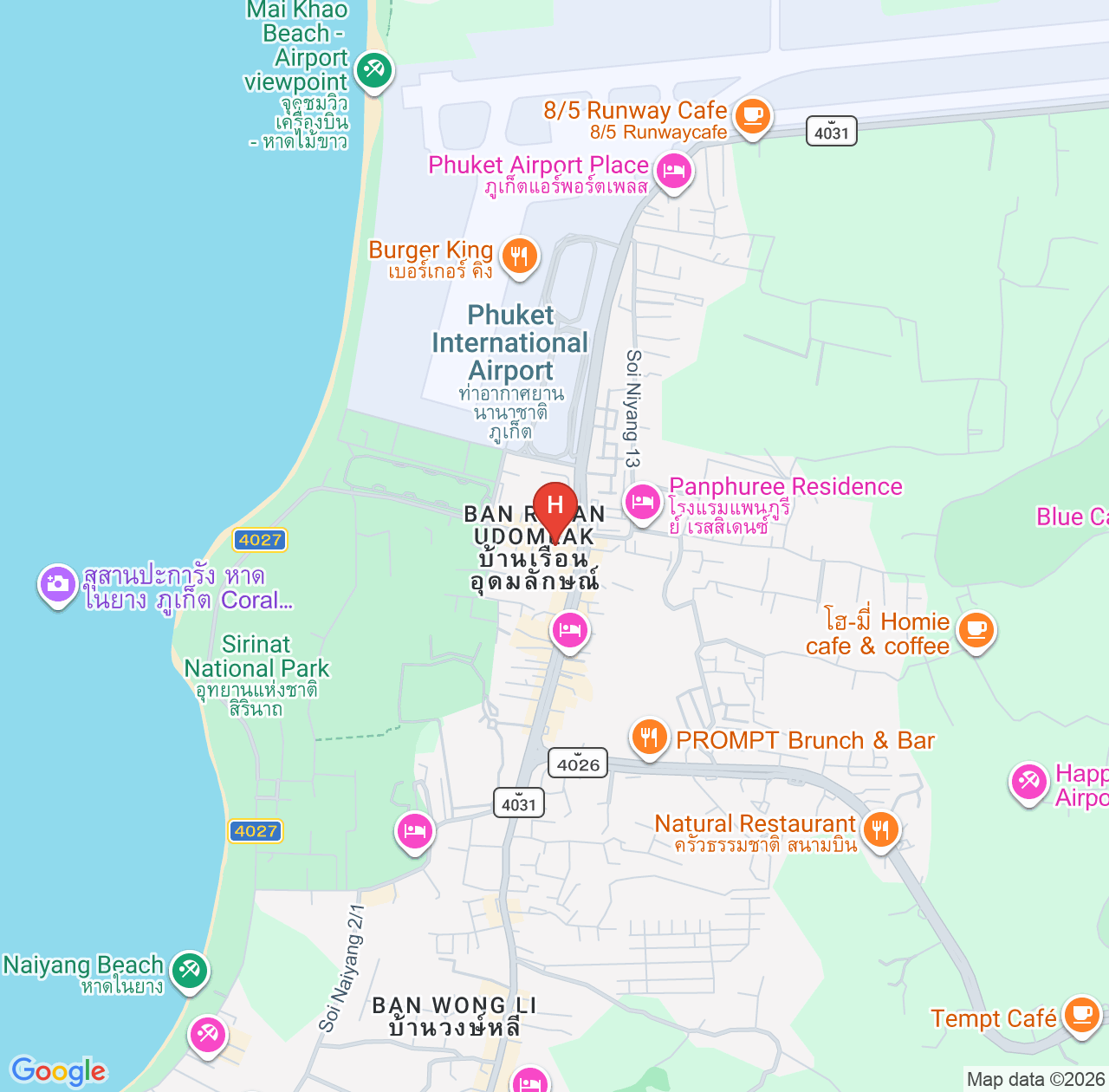 普吉岛机场度假村评价汇总 - 深夜抵达与0.5晚过渡住宿推荐 map