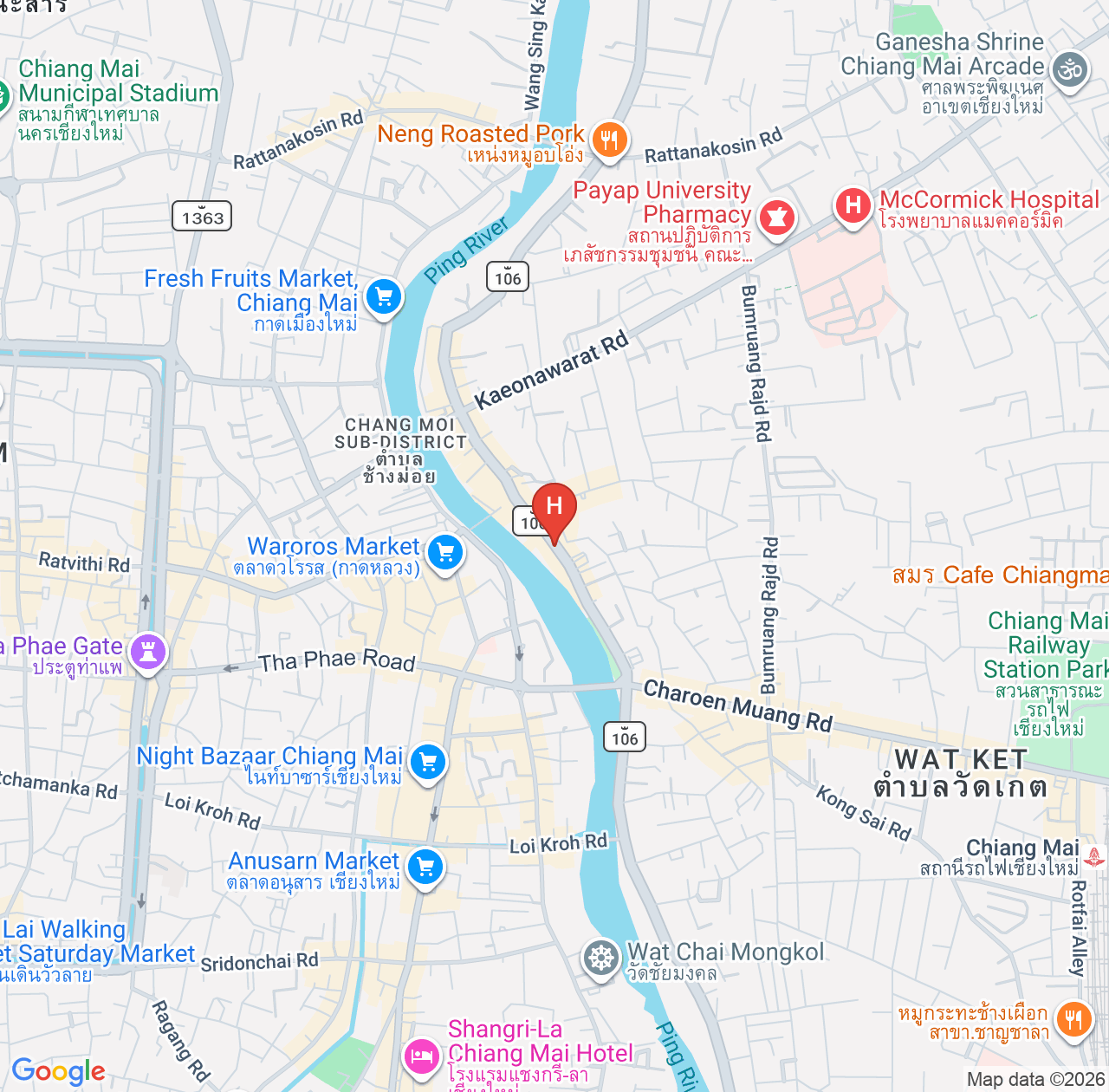 B2 Riverside Colonial Hotel Review Summary - Recommended Well-Located Hotel in Chiang Mai map