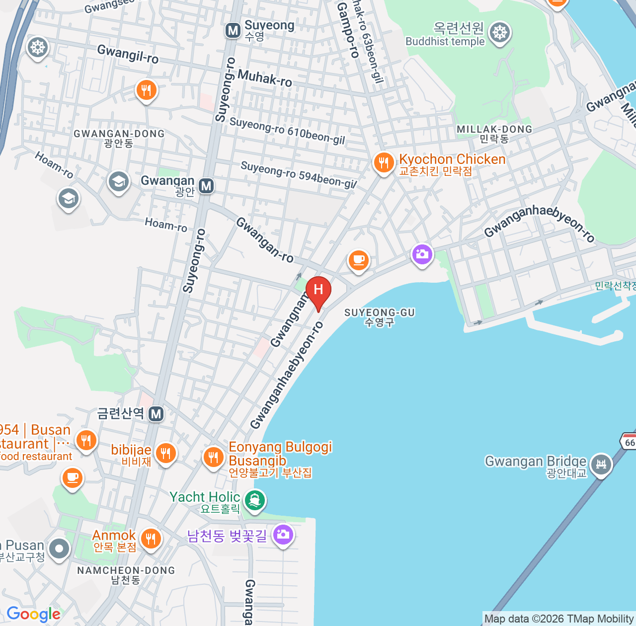 荷马斯酒店评价汇总 - 在客房内欣赏广安大桥夜景与无人机秀的釜山住宿 map