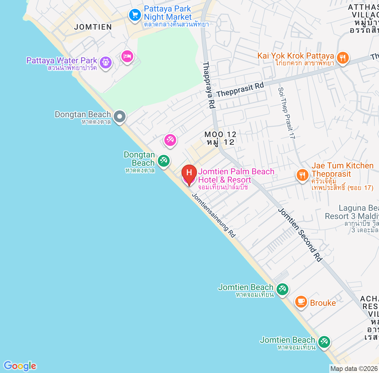 รวมรีวิว จอมเทียน ปาล์ม บีช โฮเต็ล แอนด์ รีสอร์ท (Jomtien Palm Beach Hotel and Resort) - แนะนำโรงแรมพัทยาทำเลดี map